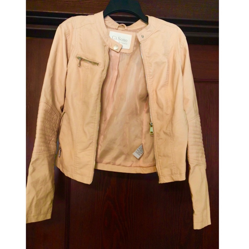 Peach Faux Leather Jacket